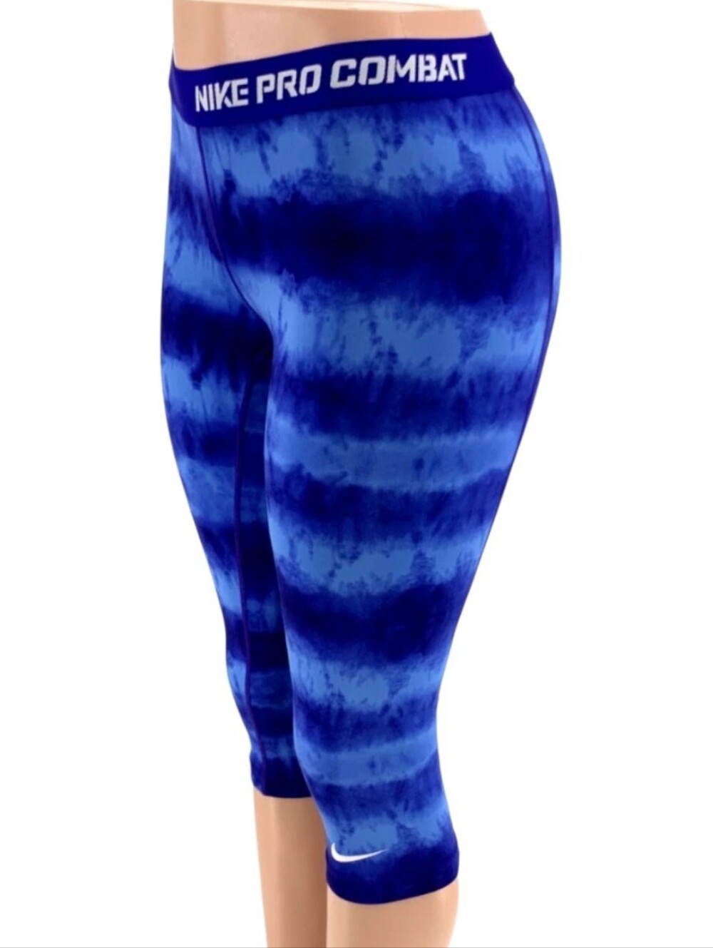 Nike Pro Combat Womens Compression Capri Pants Leggings Size Medium Blue